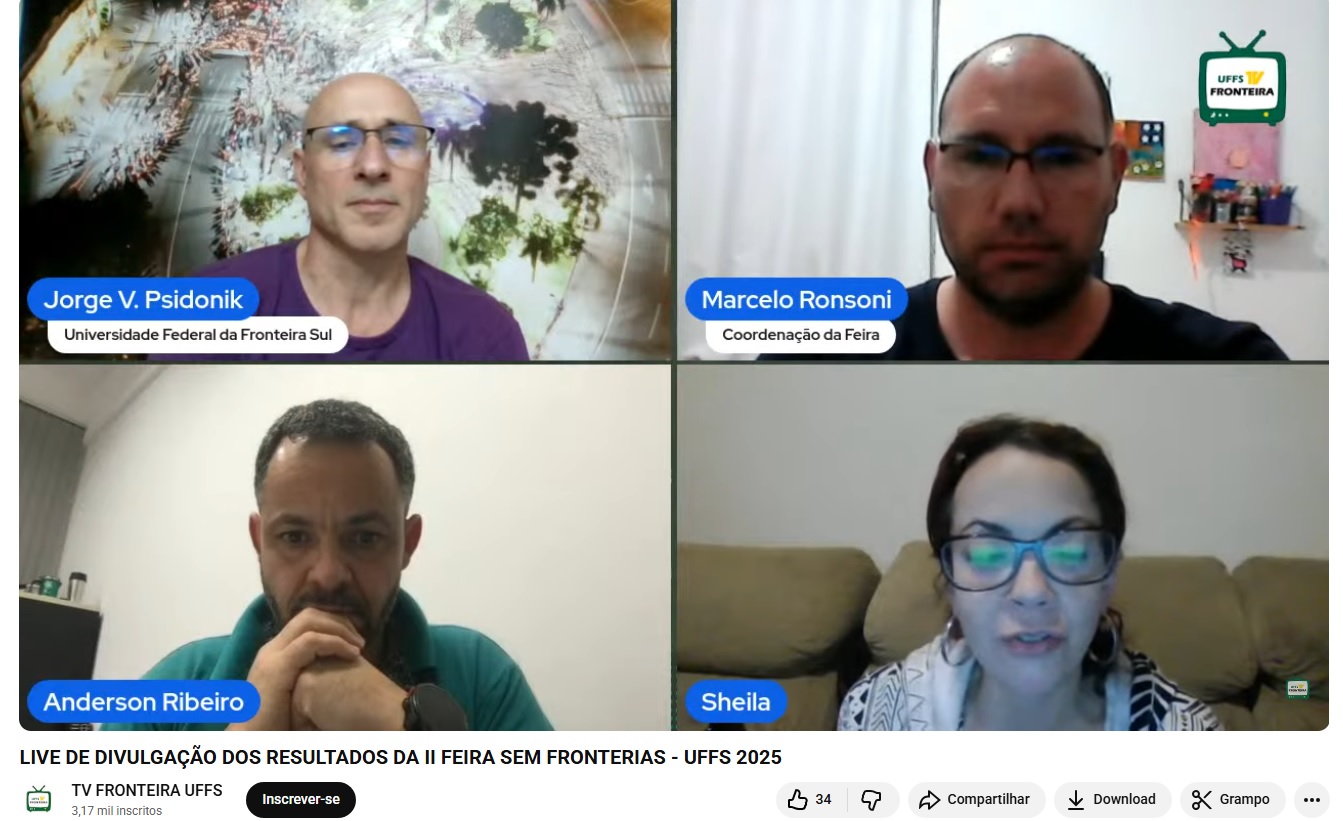 UFFS Campus Erechim realiza live para a divulgação dos resultados da II Feira Ciências Sem Fronteira